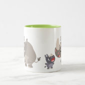 Niedlicher Cartoon Big Rhino und Baby Rhino Zweifarbige Tasse (Mittel)