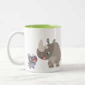 Niedlicher Cartoon Big Rhino und Baby Rhino Zweifarbige Tasse (Links)