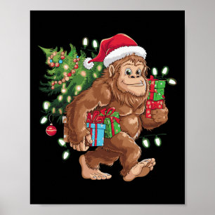 Niedlicher Cartoon Bigfoot Christmas Tree Lights S Poster