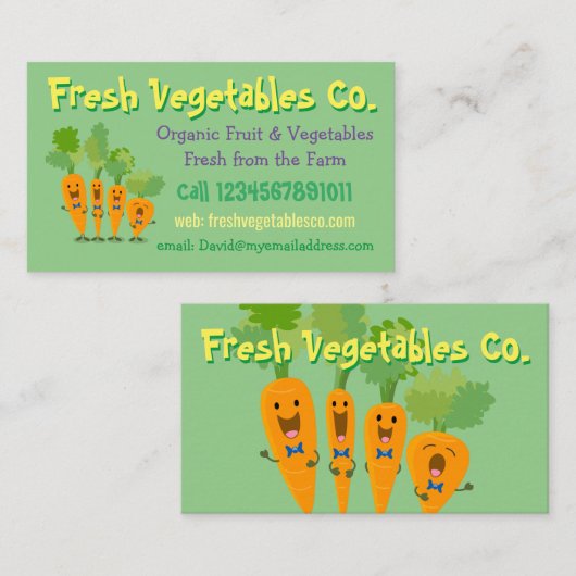 Niedlicher Cartoon Bio Gemüsebauer Visitenkarte (Vorne/Hinten)