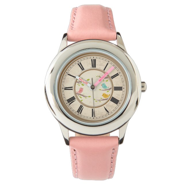 Niedlicher Cartoon Birds Kinder Armbanduhr (Vorderseite)