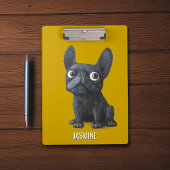 Niedlicher Cartoon Black Frenchie Dog Mustard Yell Klemmbrett