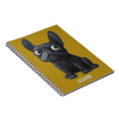 Niedlicher Cartoon Black Frenchie Dog Mustard Yell Notizblock (Rechte Seite)