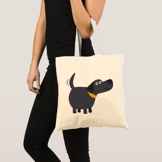 Niedlicher Cartoon Black Labrador Bag Tragetasche (Vorderseite (Produkt))