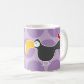 Niedlicher Cartoon Black Toucan Bird Fun Dots Chil Kaffeetasse (VorderseiteRechts)