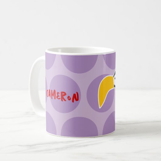 Niedlicher Cartoon Black Toucan Bird Fun Dots Chil Kaffeetasse (Vorderseite Links)
