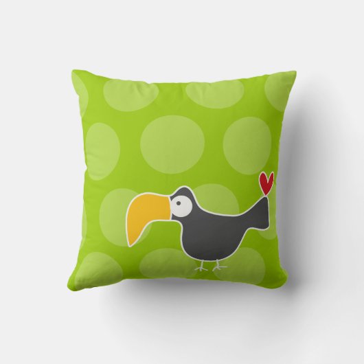 Niedlicher Cartoon Black Toucan Bird Liebe Spaß Do Kissen (Rückseite)
