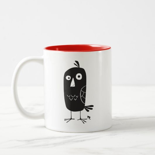 Niedlicher Cartoon Blackbird 2-Töne Kaffee Tasse (Links)