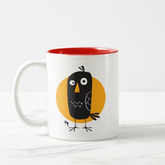 Niedlicher Cartoon Blackbird Classic 2-Tönige Tass Zweifarbige Tasse (Links)