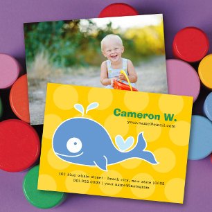 Niedlicher Cartoon Blauwal Kid Profile Foto rufen  Visitenkarte