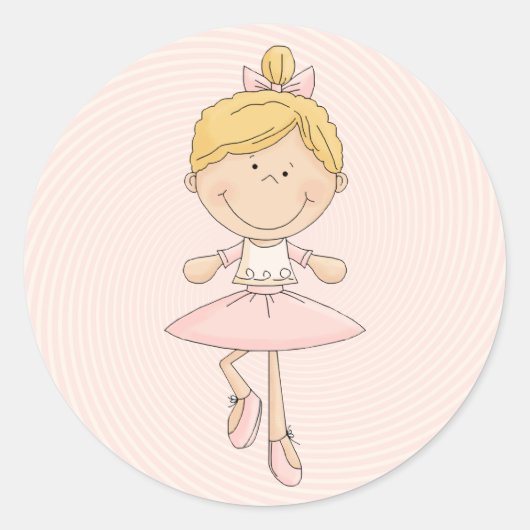 Niedlicher Cartoon Blonde Ballerina Runder Aufkleber (Vorderseite)