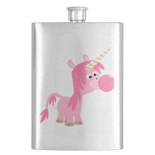 Niedlicher Cartoon Blubble Gum Unicorn Classic Fla Flachmann (Vorderseite)
