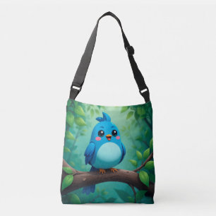 Niedlicher Cartoon Blue Bird Tragetaschen Mit Langen Trägern