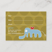 Niedlicher Cartoon Blue Elephant Foto Kid's Play D Telefonnummerkarte (Rückseite)