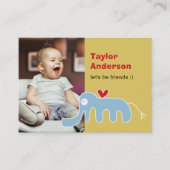 Niedlicher Cartoon Blue Elephant Foto Kid's Play D Telefonnummerkarte (Vorderseite)