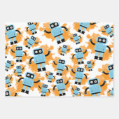 Niedlicher Cartoon Blue Robot Orange Watercolor Sp Geschenkpapier Set (Vorderseite 2)