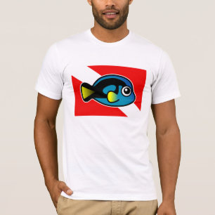 Niedlicher Cartoon Blue Tang Dive Flag T-Shirt