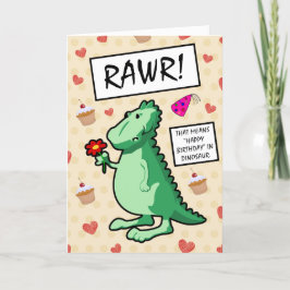 Niedlicher Cartoon Blume Dinosaur Roar Happy Gebur Karte