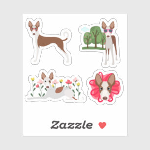 Niedlicher Cartoon Blumenbeete Podenco Dog Aufkleber