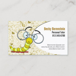 Niedlicher Cartoon Bookworm Tutor Gelbe Visitenkar Visitenkarte