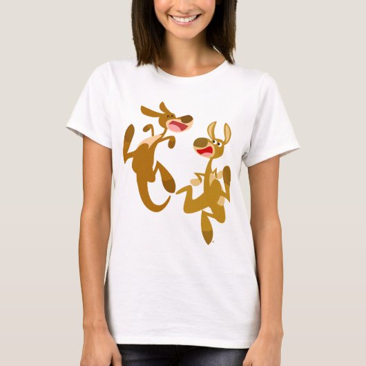 Niedlicher Cartoon Bouncy Kangaroos T - Shirt (Vorderseite)