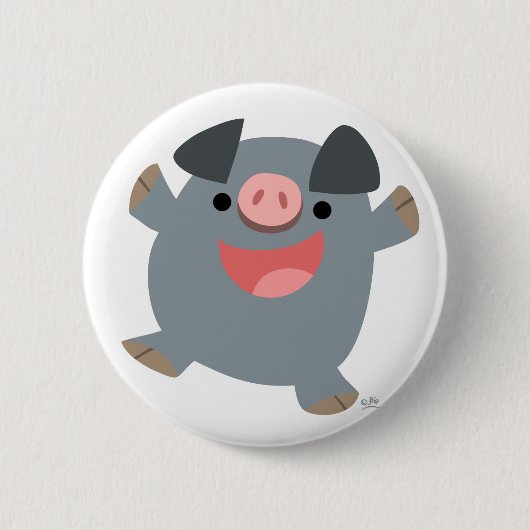 Niedlicher Cartoon Bouncy Pig Button Abzeichen (Vorderseite)