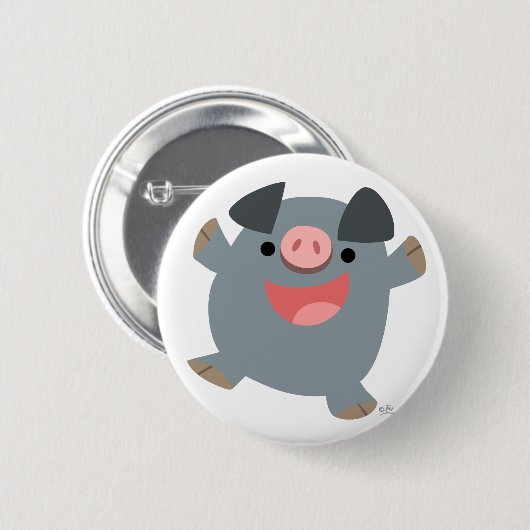 Niedlicher Cartoon Bouncy Pig Button Abzeichen (Vorne & Hinten)