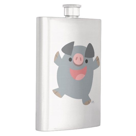 Niedlicher Cartoon Bouncy Pig Classic Flasche Flachmann (Rechts)