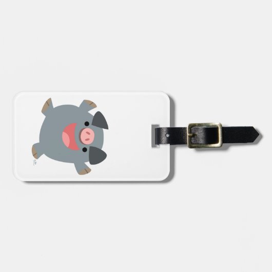 Niedlicher Cartoon Bouncy Pig - Gepäckstück Gepäckanhänger (Vorderseite horizontal)