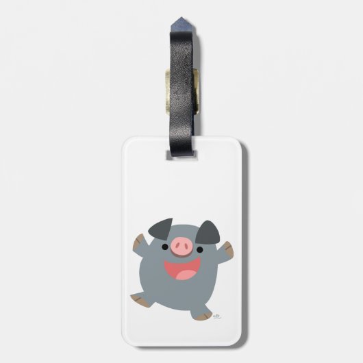 Niedlicher Cartoon Bouncy Pig - Gepäckstück Gepäckanhänger (Rückseite vertikal)