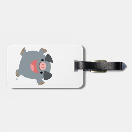 Niedlicher Cartoon Bouncy Pig - Gepäckstück Gepäckanhänger (Rückseite horizontal)