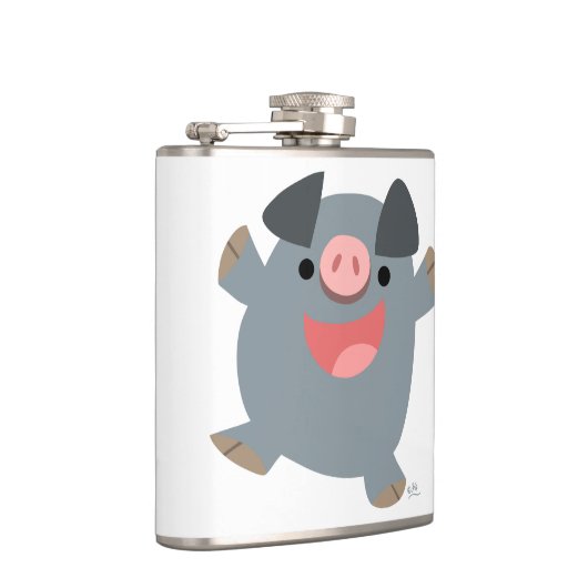 Niedlicher Cartoon Bouncy Pig Hip Flask Flachmann (Rechts)
