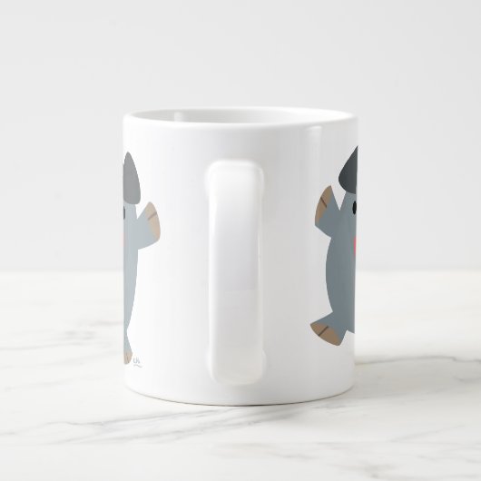 Niedlicher Cartoon Bouncy Pig Jumbo Tasse (Rückseite)