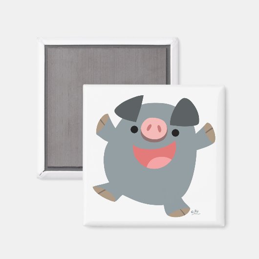 Niedlicher Cartoon Bouncy Pig Magnet (Vorderseite/Rückseite)