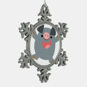 Niedlicher Cartoon Bouncy Pig Pewter Ornament (Links)