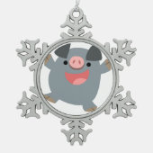 Niedlicher Cartoon Bouncy Pig Pewter Ornament (Vorderseite)