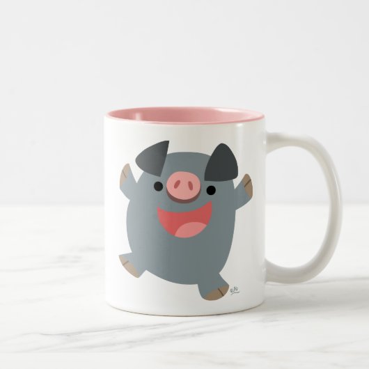 Niedlicher Cartoon Bouncy Pig Tasse (Rechts)