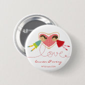 Niedlicher Cartoon Boy Girl Liebe Verlobt Wedding Button (Vorne & Hinten)