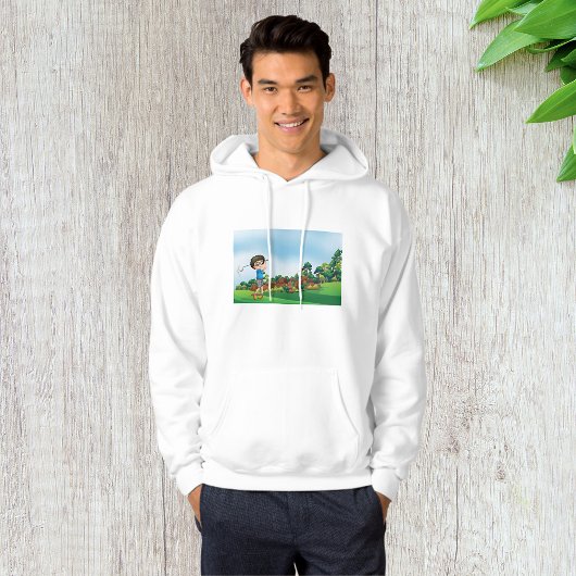 Niedlicher Cartoon Boy Golfing Fun Golf Lover Desi Hoodie