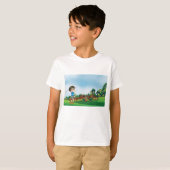 Niedlicher Cartoon Boy Golfing Fun Golf Lover Desi T-Shirt (Vorne ganz)