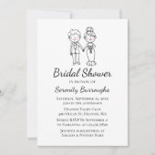 Niedlicher Cartoon Braut Groom Black Brautparty Einladung (Vorderseite)