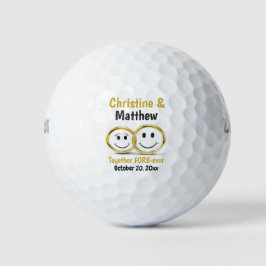 Niedlicher Cartoon Braut Groom Gold Hochzeitsring  Golfball