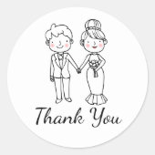 Niedlicher Cartoon Bride Schwarz-weiß Danke für Ih Runder Aufkleber (Vorderseite)