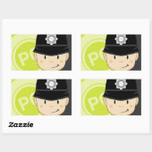 Niedlicher Cartoon Britischer Polizist Rechteckiger Aufkleber (Blatt)