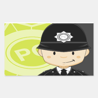 Niedlicher Cartoon Britischer Polizist Rechteckiger Aufkleber