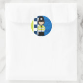 Niedlicher Cartoon Britischer Polizist Runder Aufkleber (Tasche)