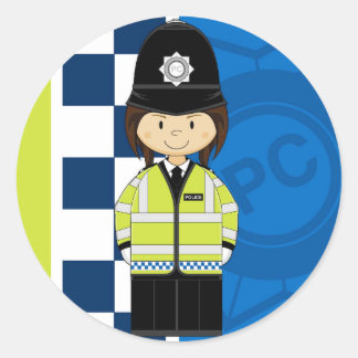 Niedlicher Cartoon Britischer Polizist Runder Aufkleber