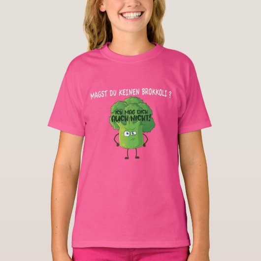 Niedlicher Cartoon Broccoli Sie mögen kein Broccol T-Shirt (Vorderseite)