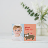 Niedlicher Cartoon Brown Bär Foto Kid's Play Date Telefonnummerkarte (Stehend Vorderseite)