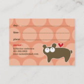 Niedlicher Cartoon Brown Bär Foto Kid's Play Date Telefonnummerkarte (Rückseite)